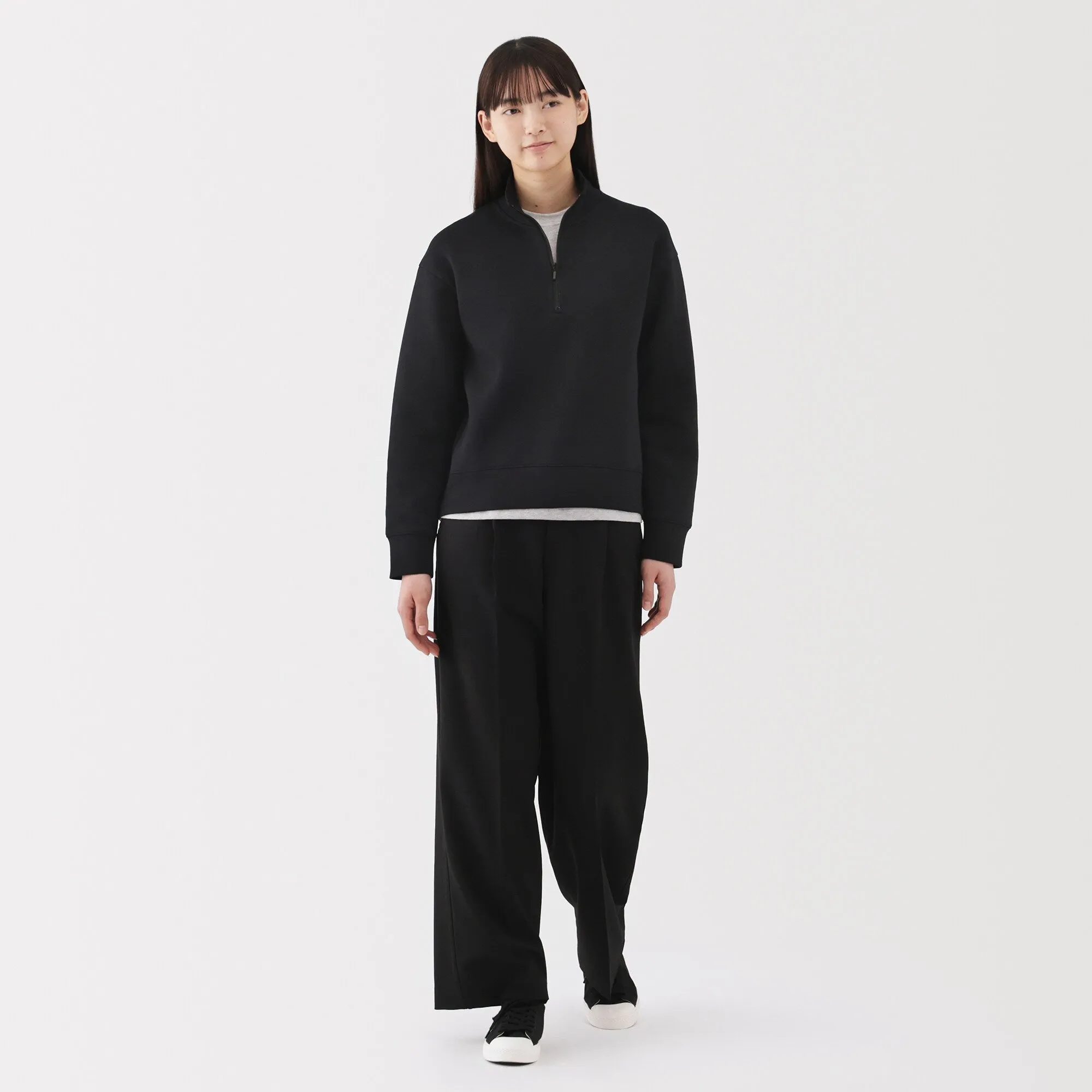 Women's Double Knitted Half Zip Sweatshirt