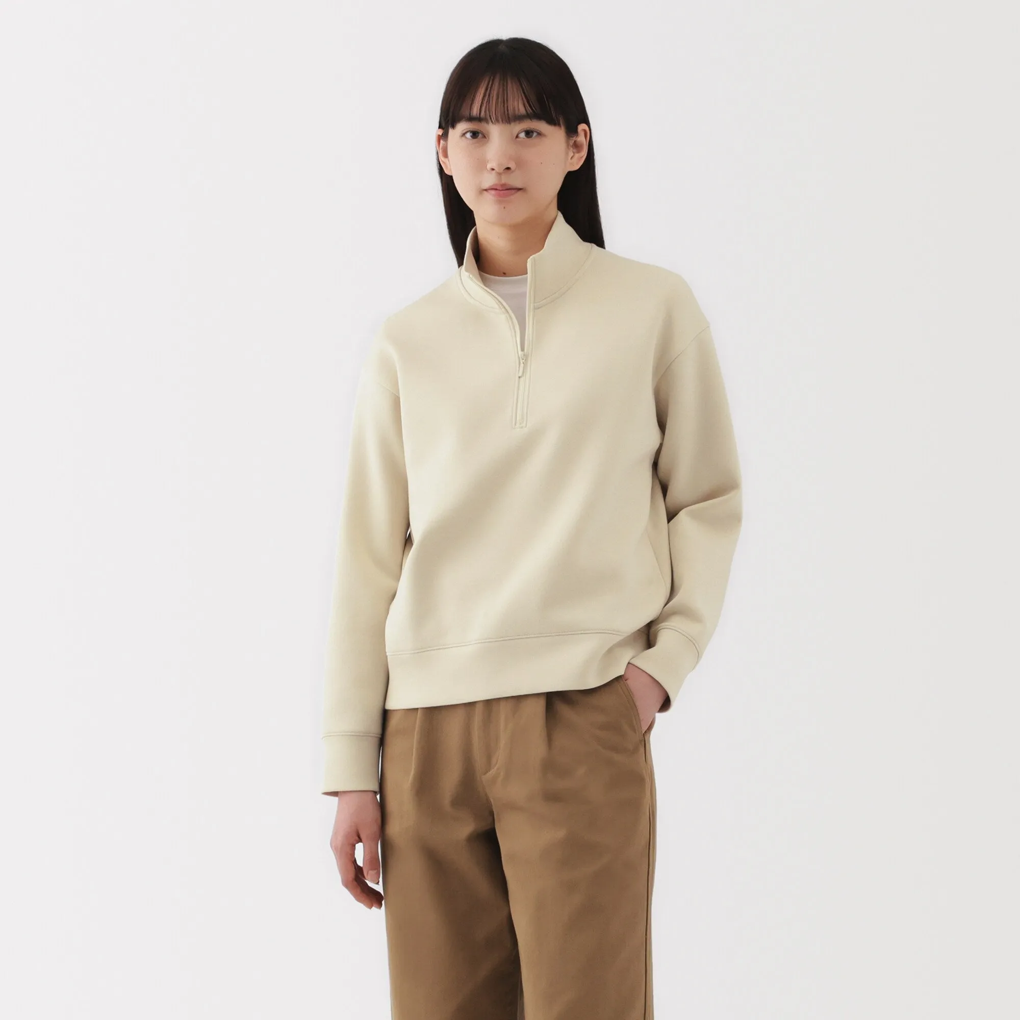 Women's Double Knitted Half Zip Sweatshirt