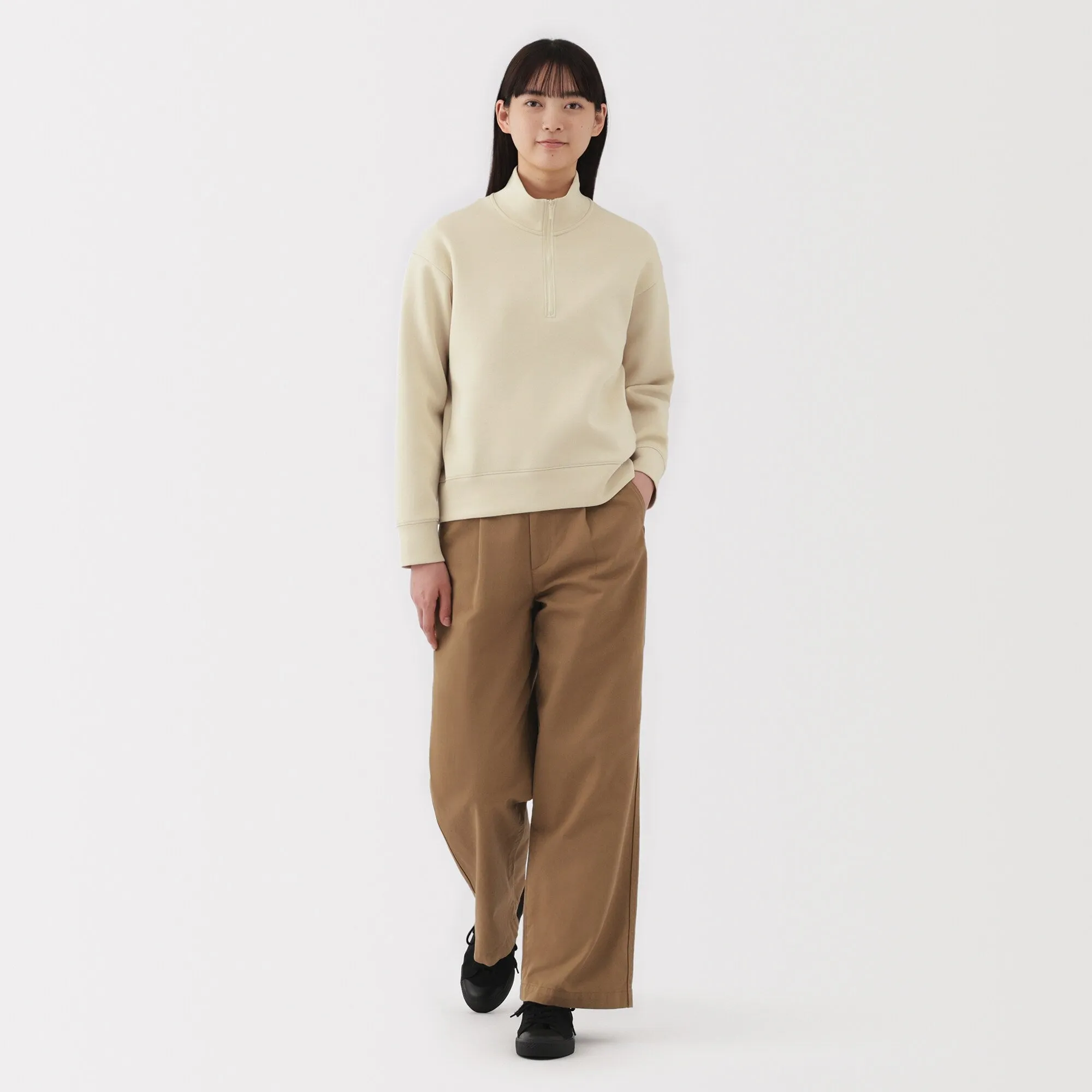Women's Double Knitted Half Zip Sweatshirt
