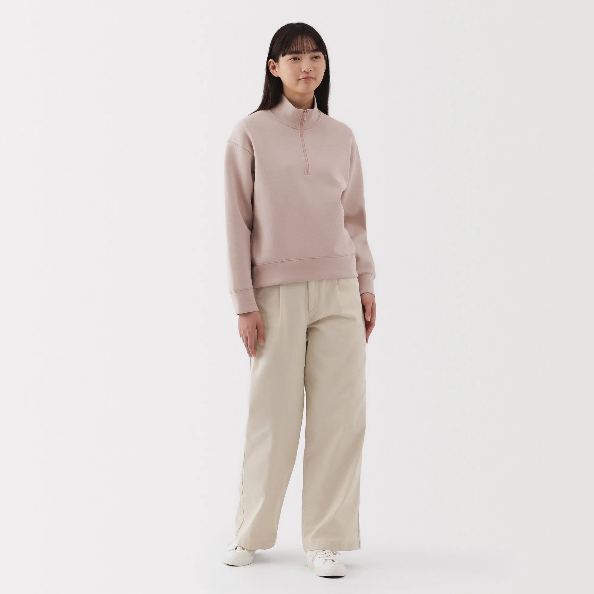 Women's Double Knitted Half Zip Sweatshirt