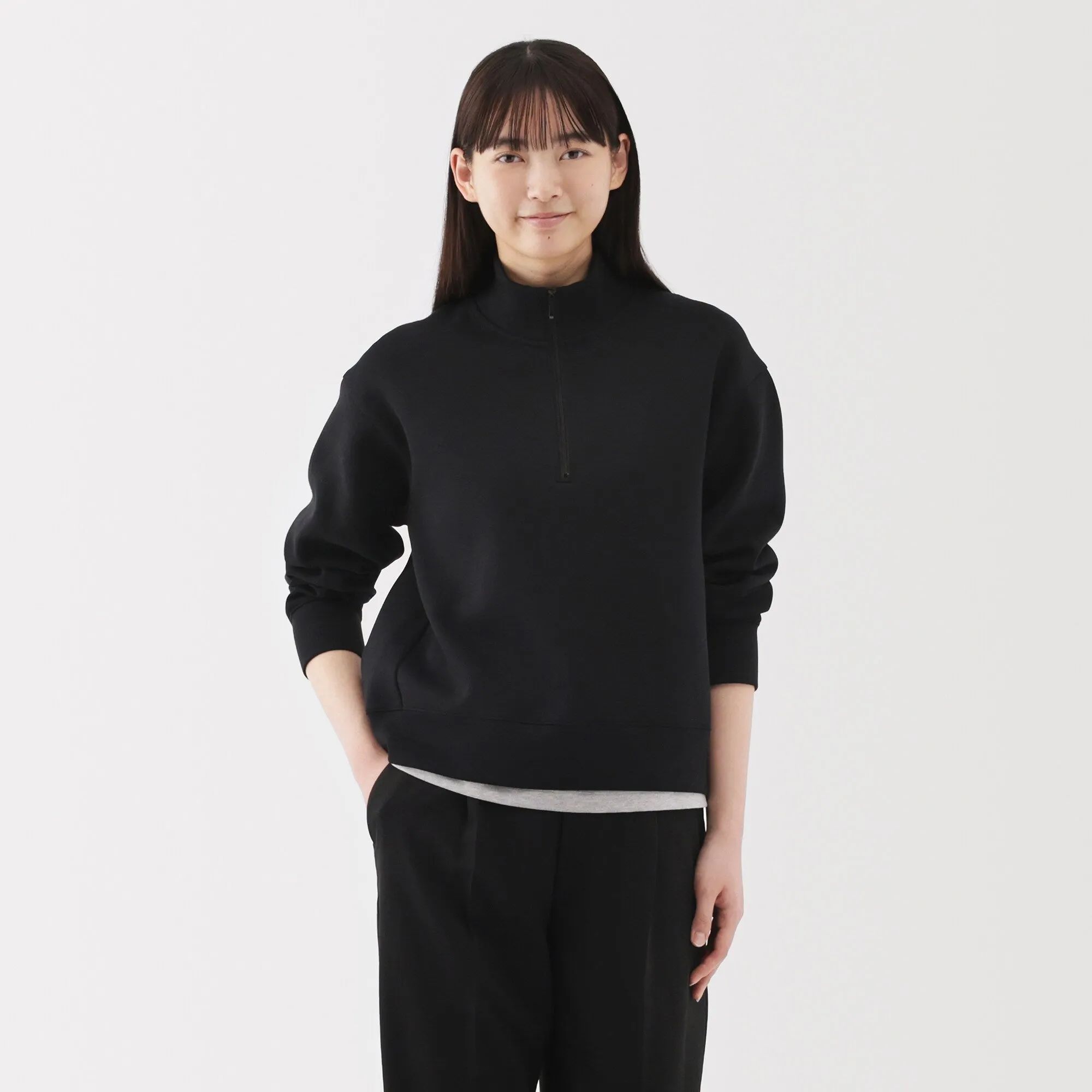 Women's Double Knitted Half Zip Sweatshirt