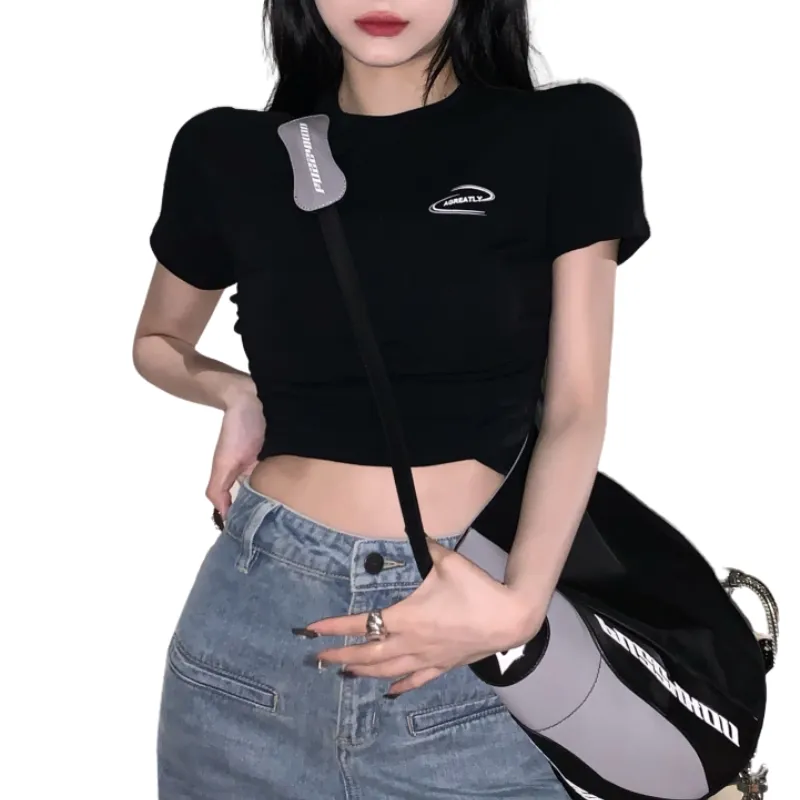 Women's Simple Sexy Solid Color Cropped Tee