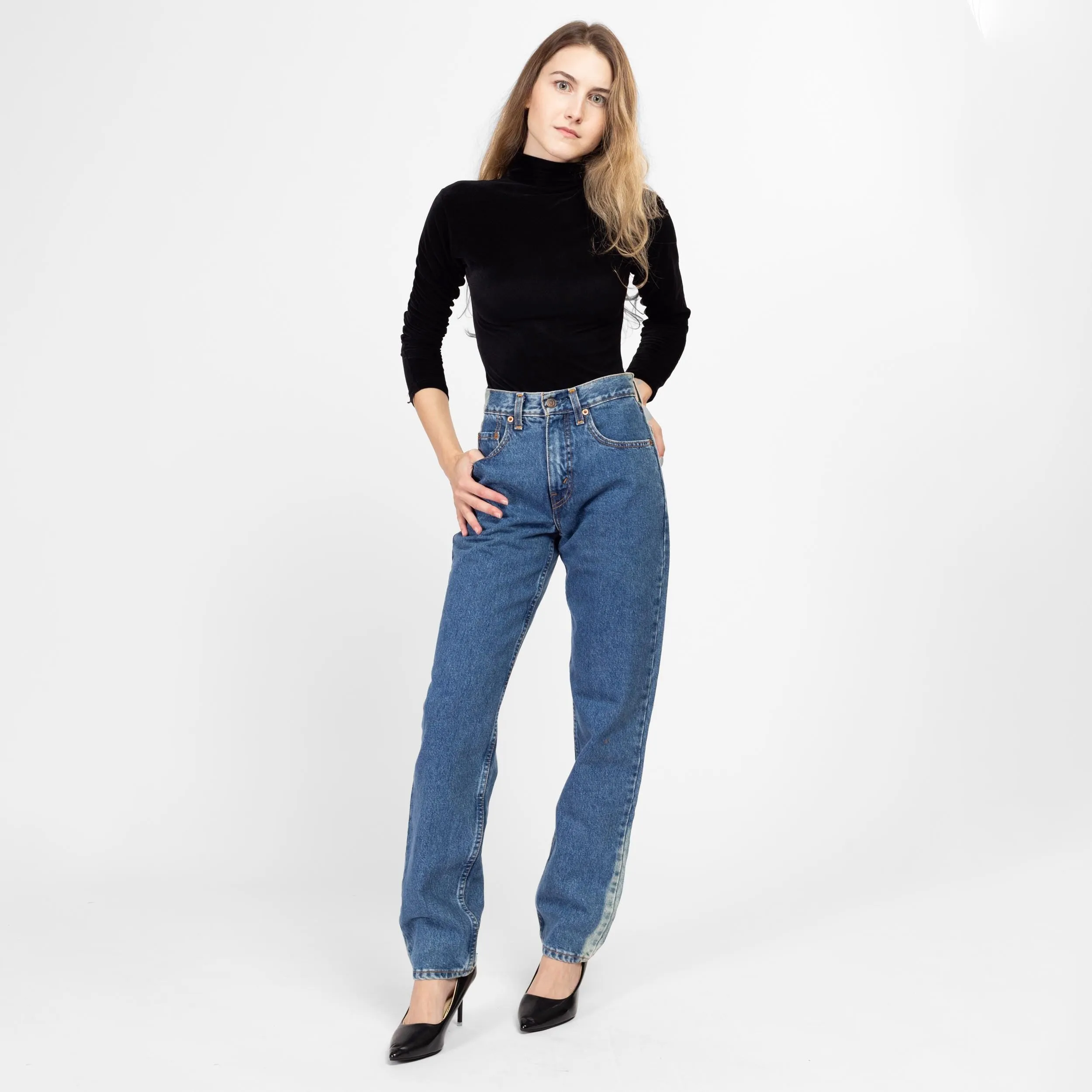 XS 90s Levis Bleached High Waisted Jeans, Deadstock 24"